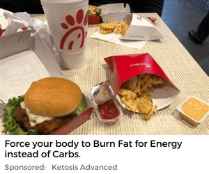 Your body burns fat for energy instead of carbs.